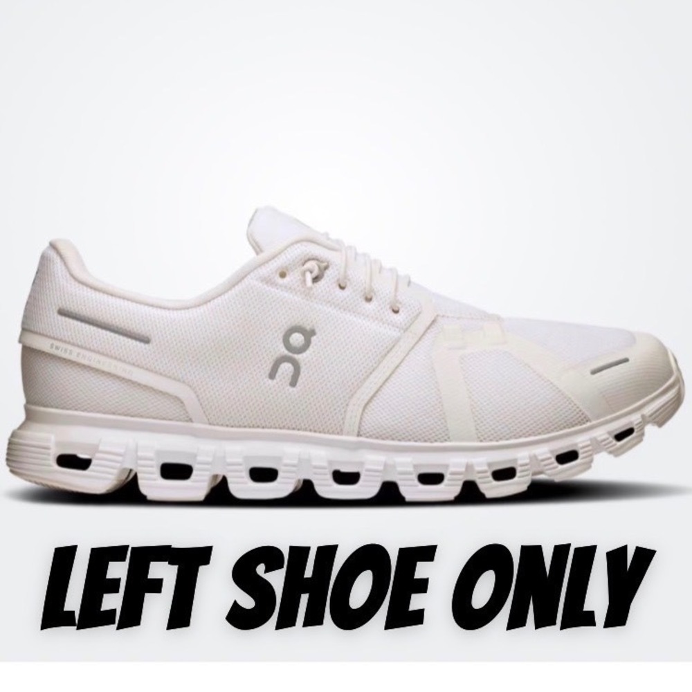 On Cloud 5 Running Shoe White Ivory SINGLE LEFT SHOE ONLY Mens 10.5 US